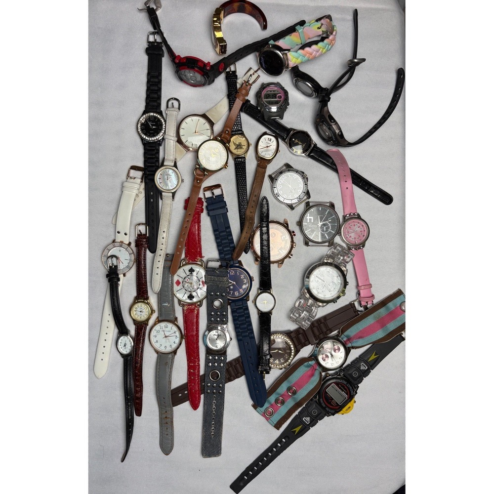 Lot Of 30 Assorted Watches Untested for Parts or Repair